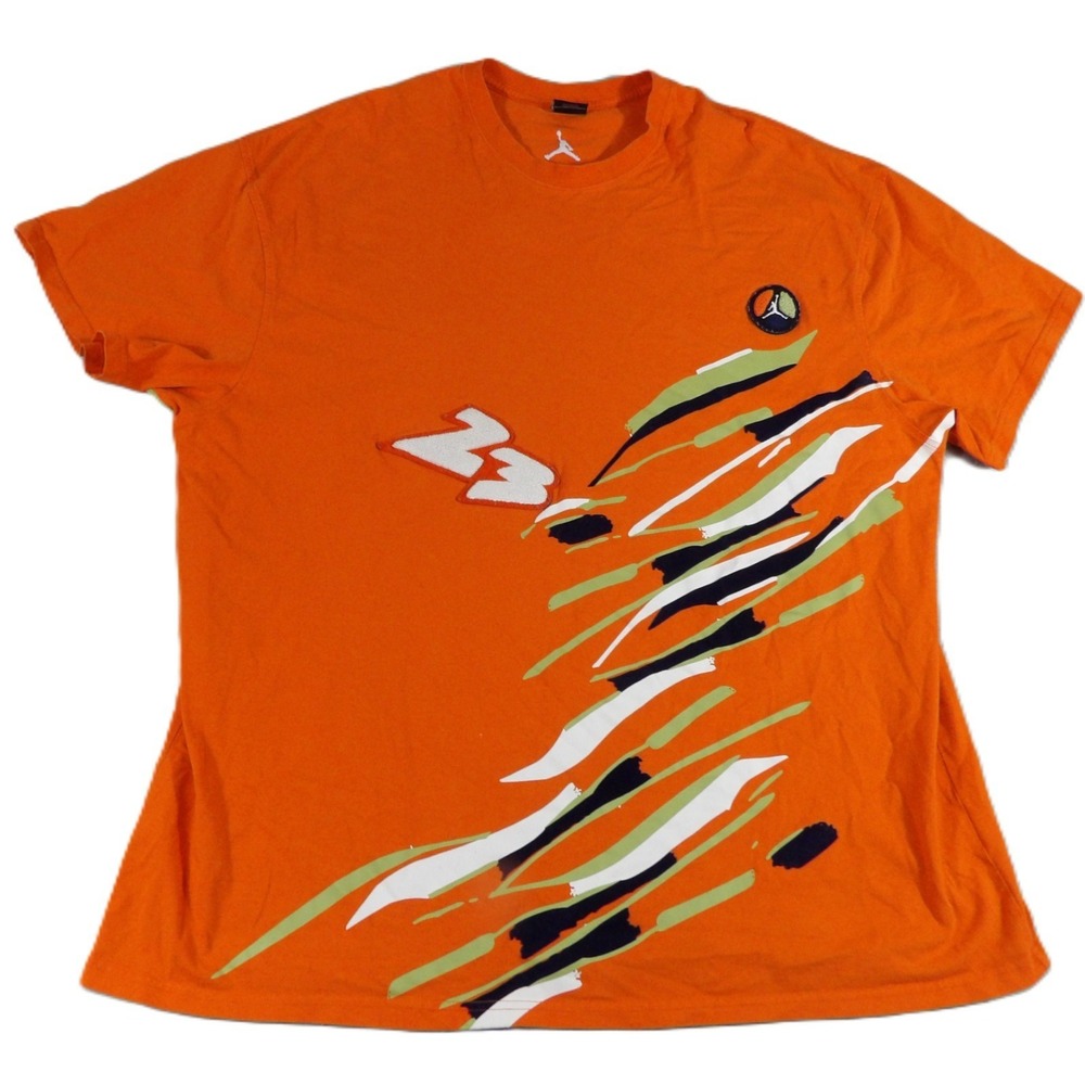 Jordan‎ 23 T Shirt Men 3XL Orange Graphic Crew Neck Short Sleeve Cotton Athletic